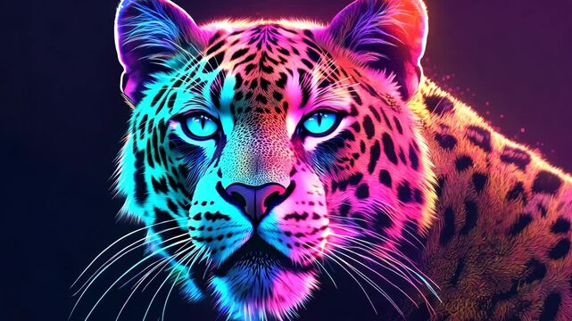 Leopard animal abstract wallpaper. Contrast background panthera in vivid colors generative ai 4K Video
