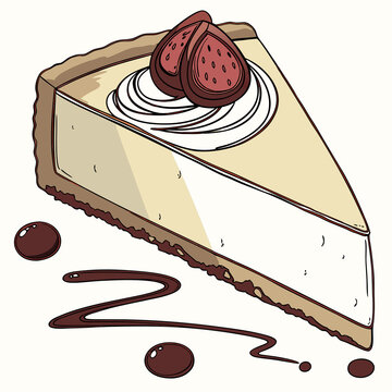 cheesecake slice with figs and chocolate clip art preview