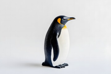 Fototapeta premium Small penguin figurine on clean white background. Penguin Awareness Day.