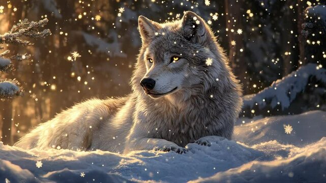 wolf in snow 4K Video