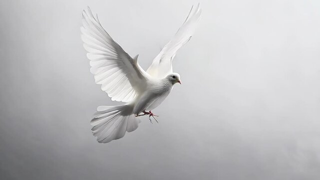 white dove flying on the transparent background 4K Video