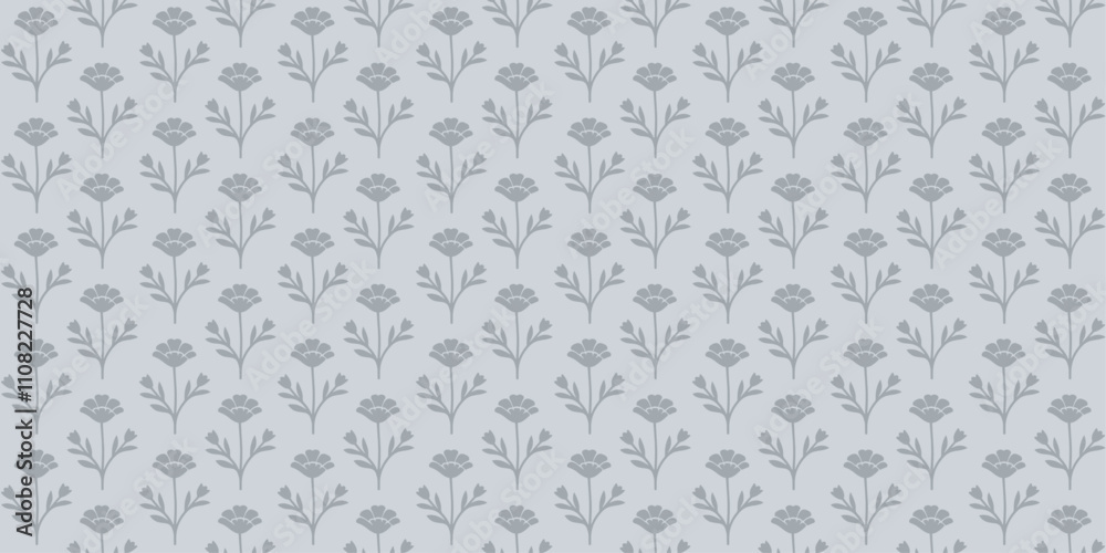 Canvas Prints Elegant Floral Pattern Design:  Subtle Grey Blooms on Soft Background