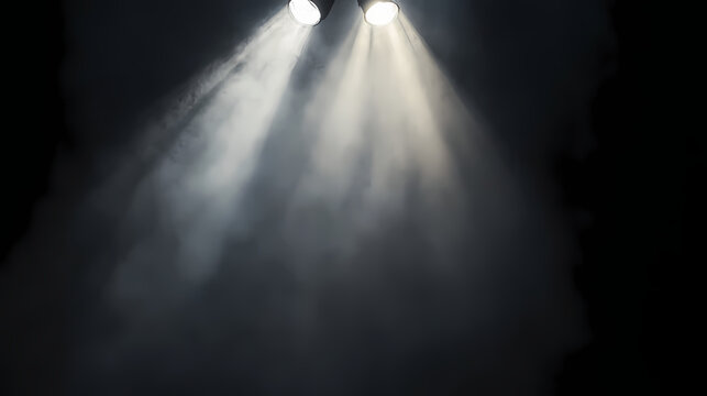 Spotlight from above on minimal black background with low opacity embedded shapes. Shadowed. Illustration