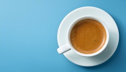 Obraz premium Coffee espresso cup on a light blue background