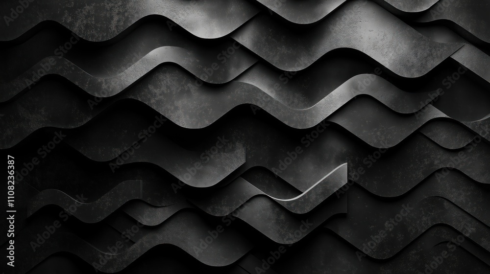 Poster abstract dark gray wavy texture resembles modern wall surface. geometric design evokes futuristic in