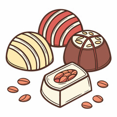 Obraz premium Chocolates featuring various intricate designs displayed on a clean white background.