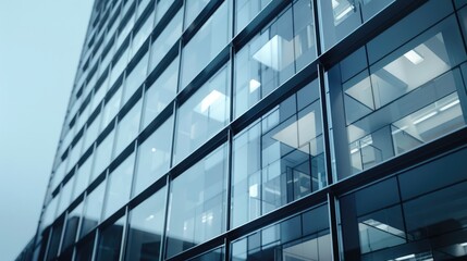 Obraz premium Tall building with many windows and a glass facade
