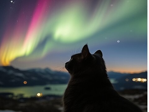 Cat seeing the aurora