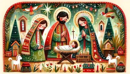 Naklejka premium Pesebre Historia de Amor y Luz