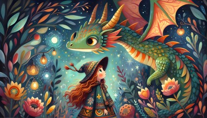 Obraz premium Dragones y Sueños Encantados