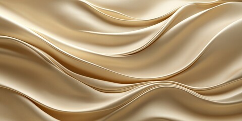 Fototapeta premium Elegant smooth golden silk drapes in a sepia tone. Retro style background perfect for wedding or formal events. Luxurious fabric texture showcases flowing folds and curves. Generative AI creation.