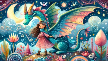 Fototapeta premium Dragones y Sueños Encantados