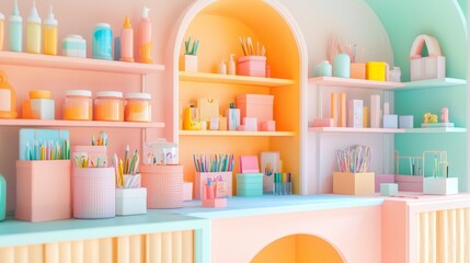 Creative Paradise: A Colorful Craft Corner Filled with Organized Chaos and Whimsical Decor