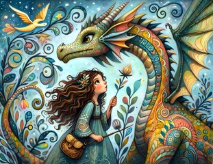 Fototapeta premium Dragones y Sueños Encantados