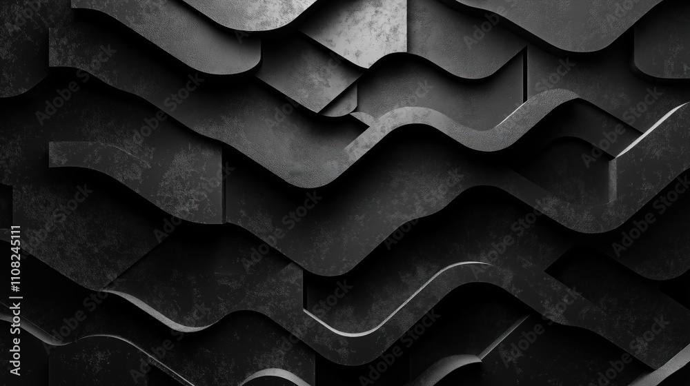 Poster abstract dark gray textured wall surface. modern interior design architecture concept. wavy shapes c