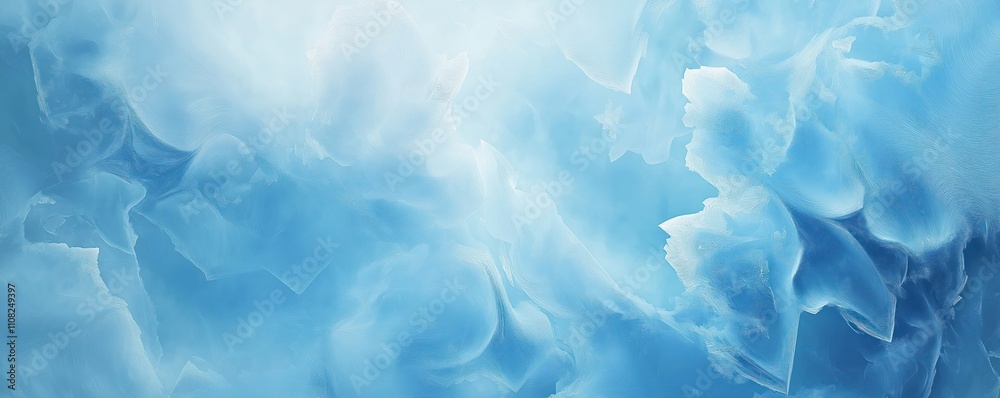 Poster abstract ice texture shows frozen winter background. crystal frosty particles in shades of light blu