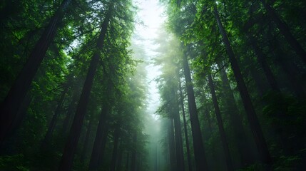 Obraz premium Majestic Redwood Forest Mist