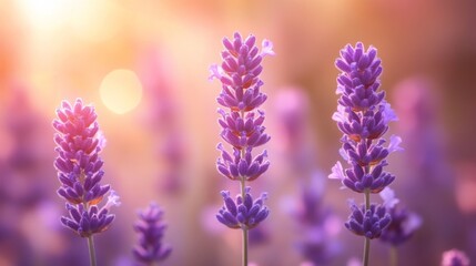 Fototapeta premium Lavender Fields at Sunset