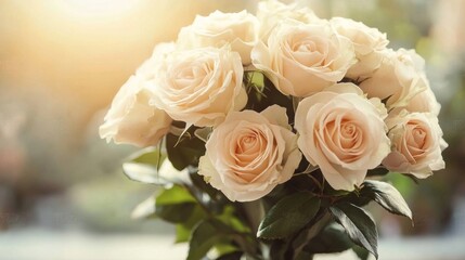 Obraz premium Bouquet of Cream Roses in Sunlight