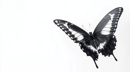 Elegant Black and White Butterfly on White Background