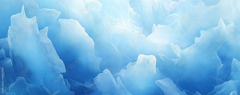 Poster abstract winter icy texture. frozen blue crystal particles. generative ai art. frozen landscape. win