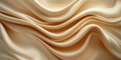 Fototapeta premium Elegant golden silk fabric with smooth, flowing lines. Retro sepia tone style. Ideal for wedding background luxury product display. Elegant fabric texture suitable for various designs projects.