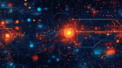 Obraz premium Futuristic Circuit Board in Neon Colors