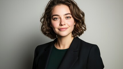 Fototapeta premium Confident Young Woman in Formal Attire with Professional Look