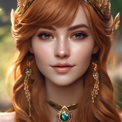 portrait of an elf woman with caramel hair