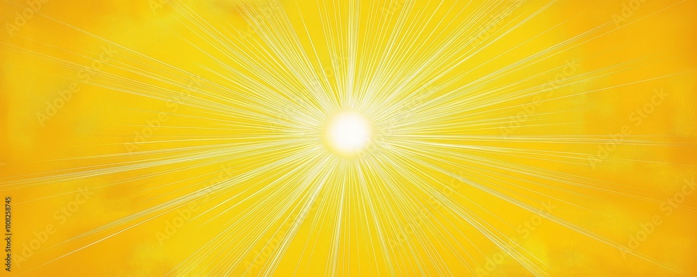 Poster bright sun bursts on yellow background. radiating light rays create dynamic energy. abstract design 