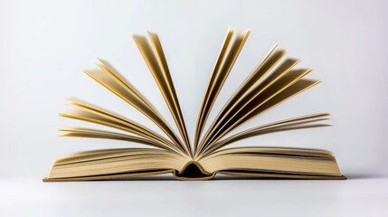 Fototapeta premium Empty book on white surface. Symbol of new beginnings and endless possibilities. 