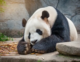 Giant panda bear sleeping