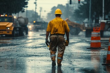 Fototapeta premium How weather conditions impact daily routines and safety of manual laborers at work