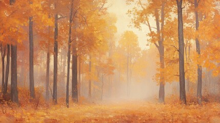 Fototapeta premium A Foggy Autumn Forest Path