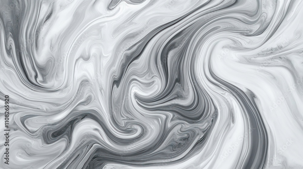 Poster Abstract gray, white marble texture design. Swirls, flowing patterns create dynamic visual. Abstract marble patterns. Gray white. Unique design. Modern art look. Complex swirls. Background texture.