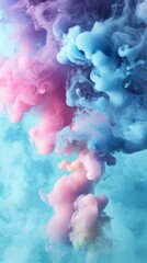 Fototapeta premium Swirling clouds of pink and blue smoke create a dreamy abstract background, evoking a sense of calm and creativity.
