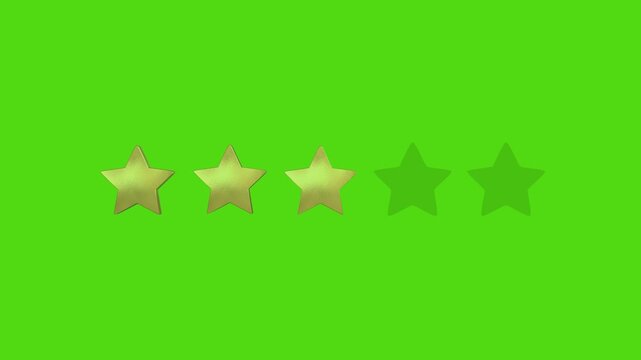 Setting the rating. Three stars. Green background.