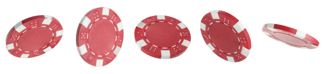 Naklejka premium Red casino chip isolated on white, collage