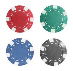 Naklejka premium Different casino chips isolated on white, set