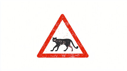 Warning sign for a danger zone with a white background, featuring an animal crossing hazard symbol inside a yellow diamond.