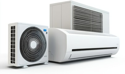 Air conditioner and wind or air flow to show cool and fresh. AC indoor unit or evaporator and wall-mounted. That is part of mini split system or ductless system type