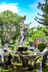 Balinese fountain surrounded by gardens, Bali, Indonesia