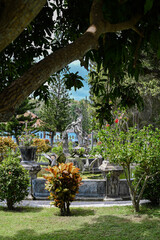 Balinese fountain surrounded by gardens, Bali, Indonesia