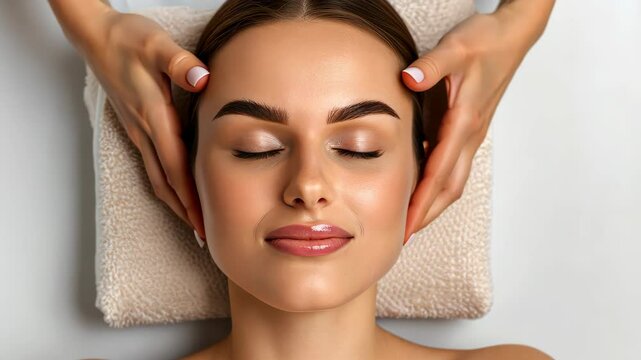 Woman getting electric darsonval facial massage at beauty clinic posttreatment.