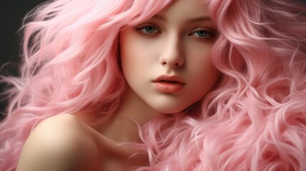 Vibrant Pink Hair Model Contemplating Dark Mood Creative Portrait