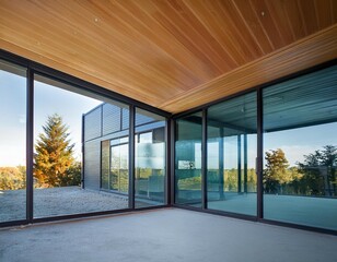 double glass window panels stacked architecture design modern interior construction building construction window glass