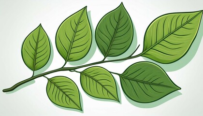 Fototapeta premium nature illustration with green leaf branch isolated on a white background
