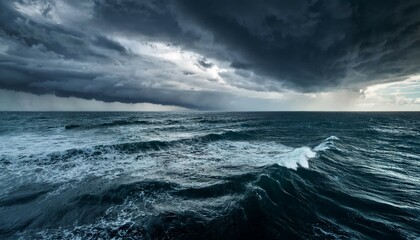 Obraz premium close up of rough seas with stormy clouds in the sky dark nature image