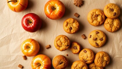 Autumn Apple Cinnamon Muffins Cookies Flatlay