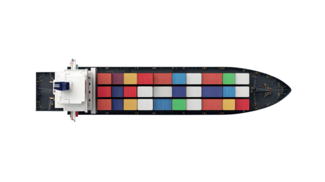 Cargo ship carrying colorful containers on transparent background - Powered by Adobe